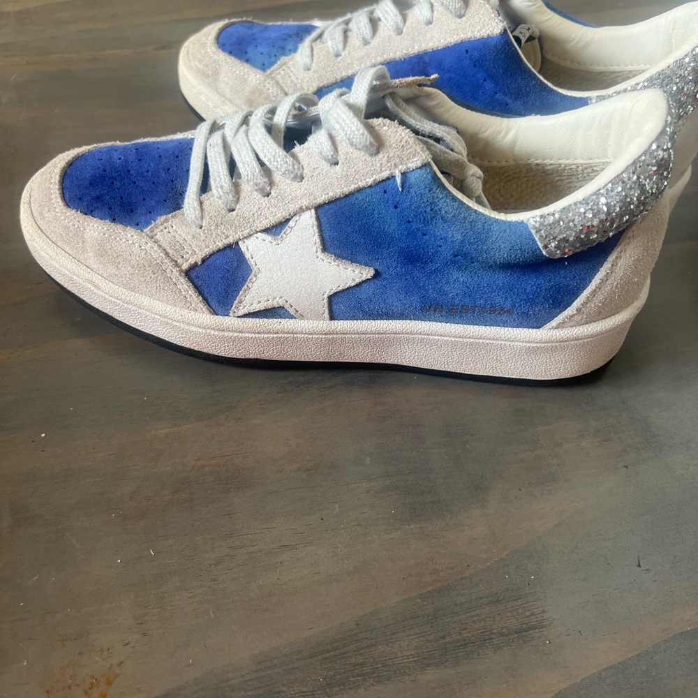 Blue and Gray Star Sneakers
